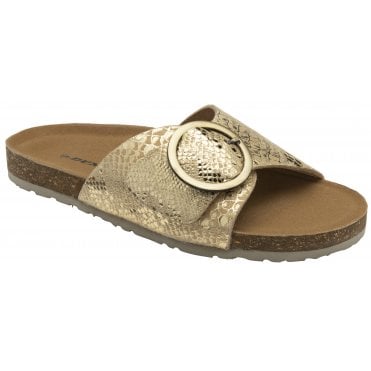 Light Gold Leather Priya Slip-On Mule Sandals | Dunlop