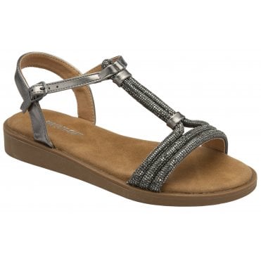 Pewter Ffion Flat Slingback Sandals | Dunlop